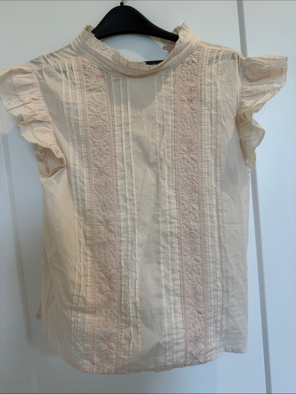 Cleobella Cream Blouse with Soft Pink Embroidery